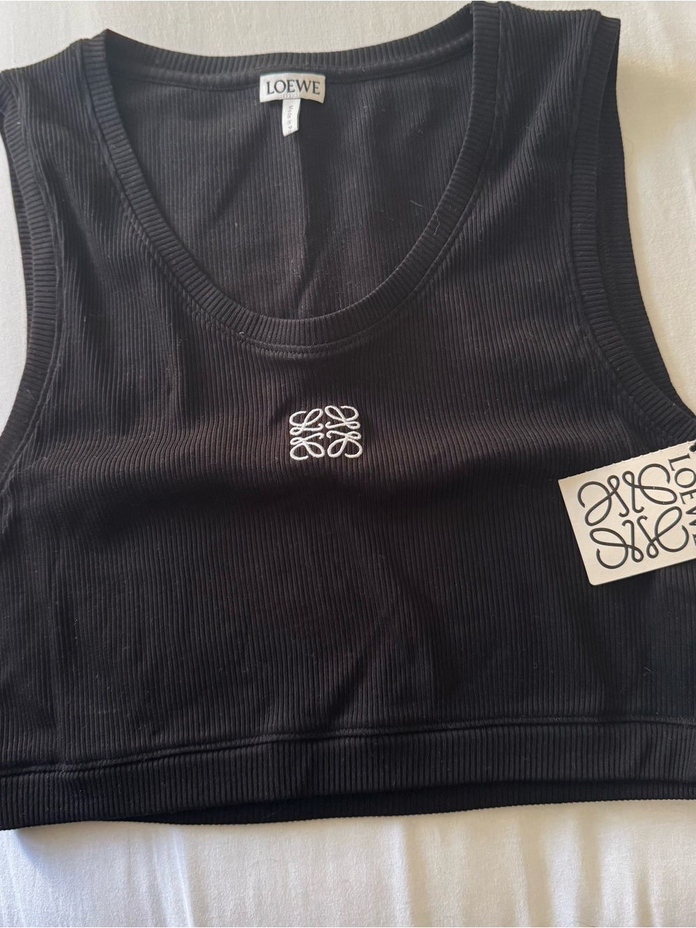 Loewe Black Ribbed Anagram Crop Tank